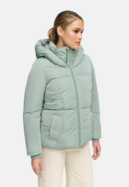 Navahoo Women's Winter Jacket FLÜSTERFEE 14 with Large Hood, Smokey Mint