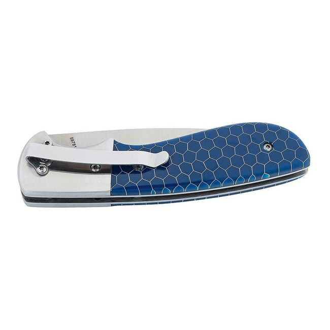 Herbertz Folding Knife 8cm, Synthetic Resin, Blue, Honeycomb Surface