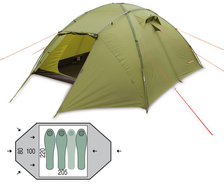 Pinguin Tornado 3 Tent, Aluminium Frame, Green