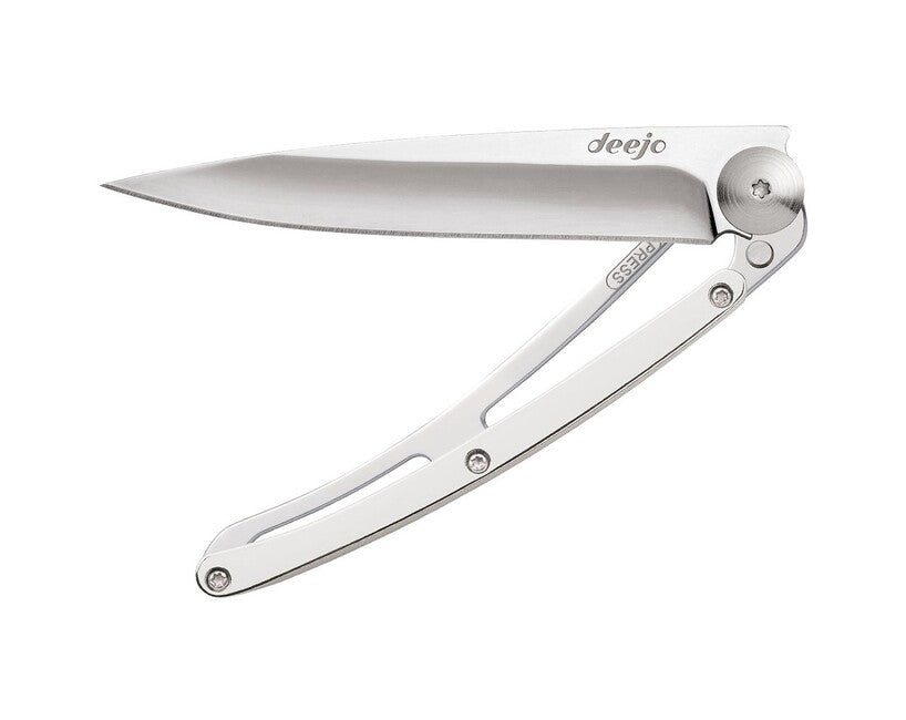 Deejo Folding Knife GOLD Mirror 9kt White Gold