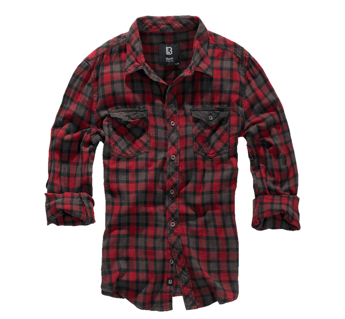Brandit Duncan Shirt Long Sleeve, Red-Brown
