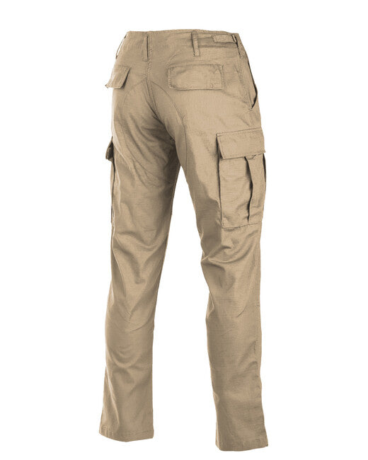 Mil-Tec US BDU Slim Fit Field Rip-Stop Trousers, Khaki