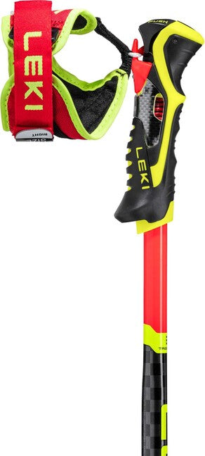 LEKI WCR TBS SL 3D Downhill Ski Poles, Light Red/Black/Neon Yellow
