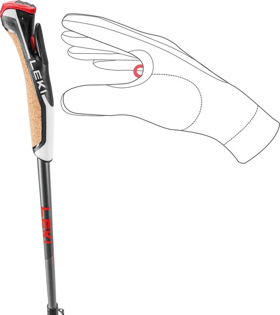 LEKI Nordic Walking Poles Instructor Lite, Dark Anthracite-Silver Grey-Bright Red, 100-125 cm
