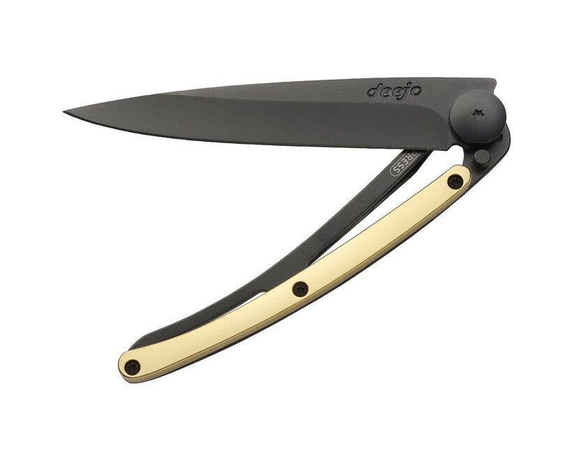 Deejo zatvárací nôž GOLD black 23kt yellow gold