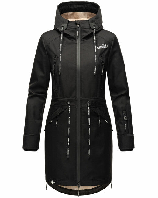 Marikoo Racquelle Women's Softshell Jacket with Hood, Black