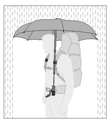 EuroSchirm Telescope Handsfree UV Trekking Umbrella with Backpack Mount, Black