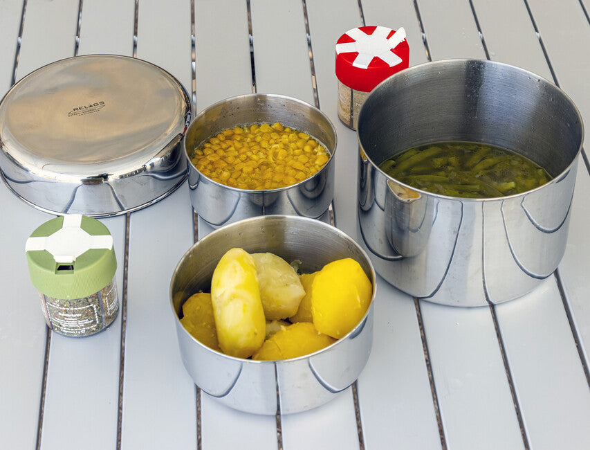 BasicNature Biwak 3 Stainless Steel Cooking Set for the Whole Family