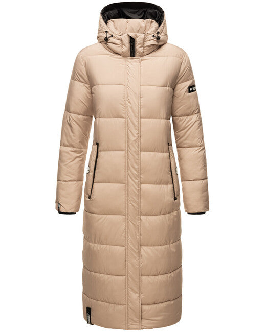 Navahoo Women's Long Winter Jacket with Hood Isalie, Taupe