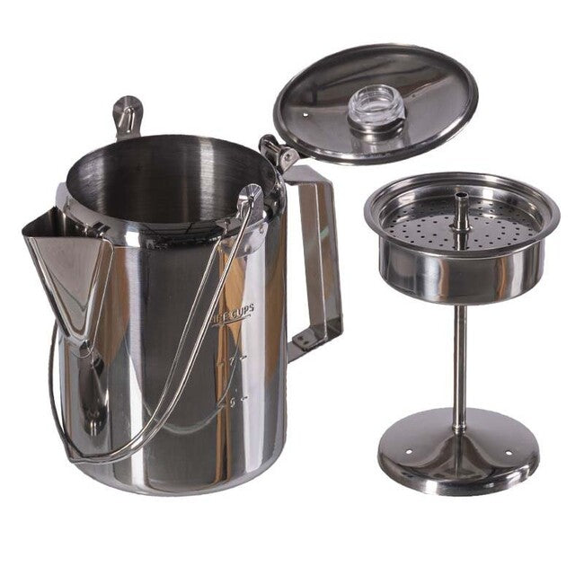 Mil-Tec Percolator Coffee Pot, Stainless Steel, 1.3L