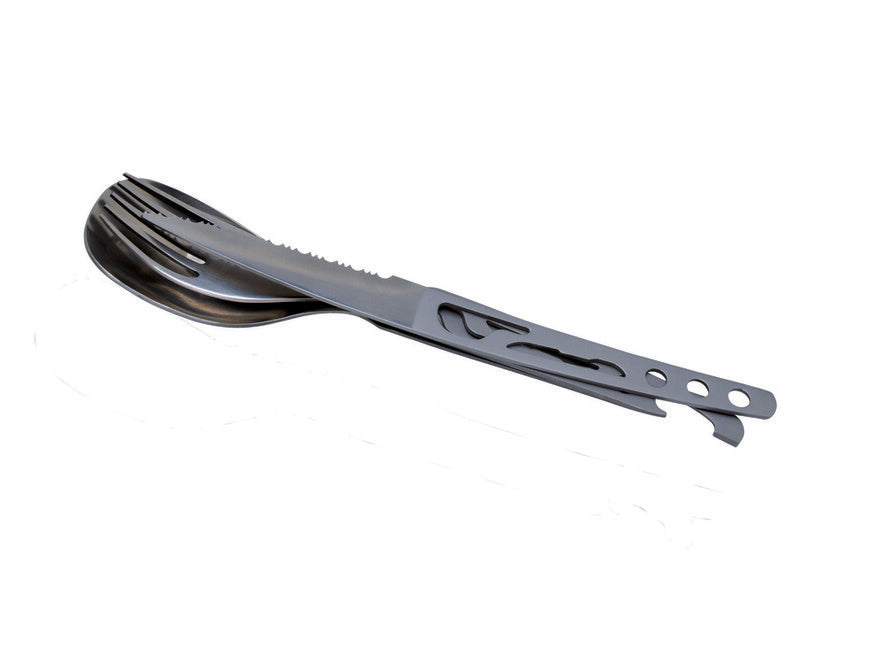 Baladeo ECO112 Basecamp Travel Cutlery Set Stainless Steel, Black Neoprene Case