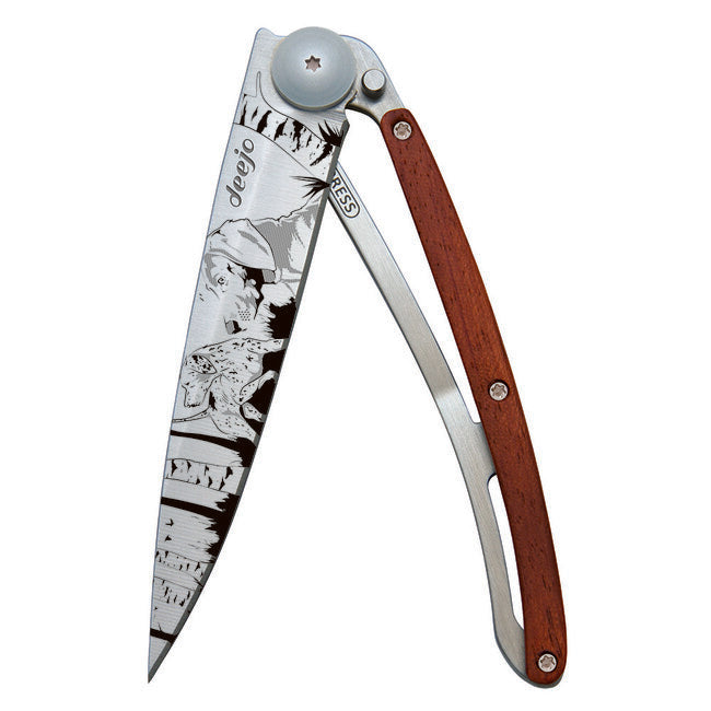 Deejo Nature Folding Knife Coralwood Hunting Day