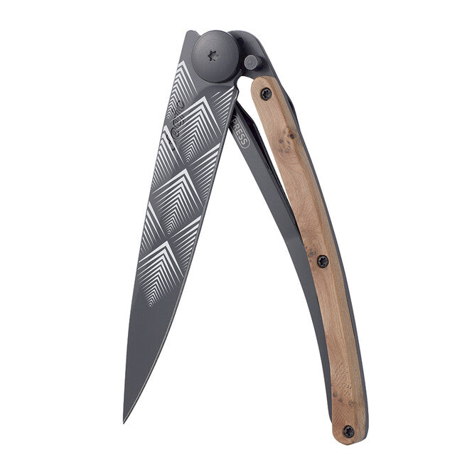 Deejo Tattoo Folding Knife Black Design Art Deco