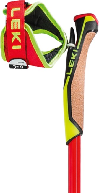 LEKI HRC Marathon Ski Poles, Bright Red-Neon Yellow-Black