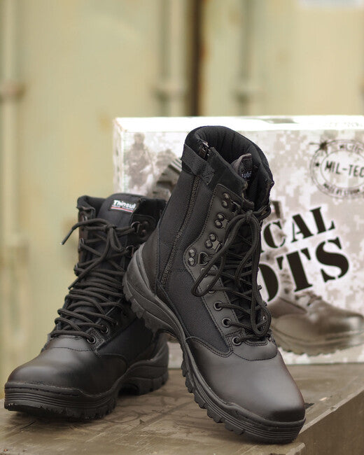 Mil-Tec Tactical Boots with YKK Zipper, Black