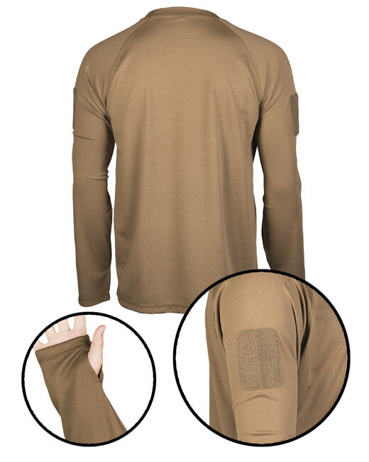 Mil-Tec Tactical Quick-Dry Long Sleeve Shirt, Dark Coyote