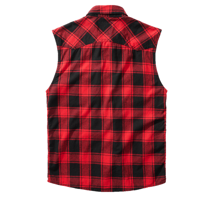 Brandit Check Sleeveless Shirt, Red Black