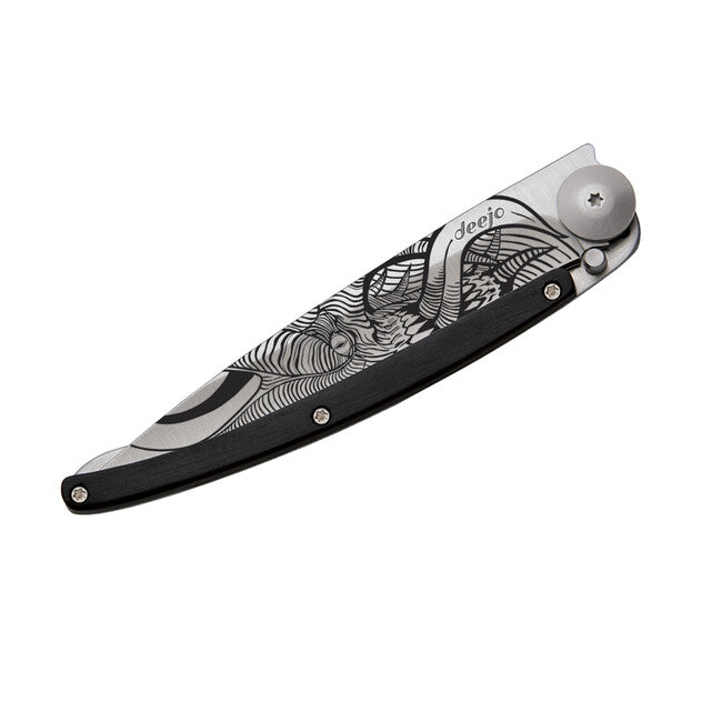 Deejo Fantasy Demon Folding Knife, Ebony Wood