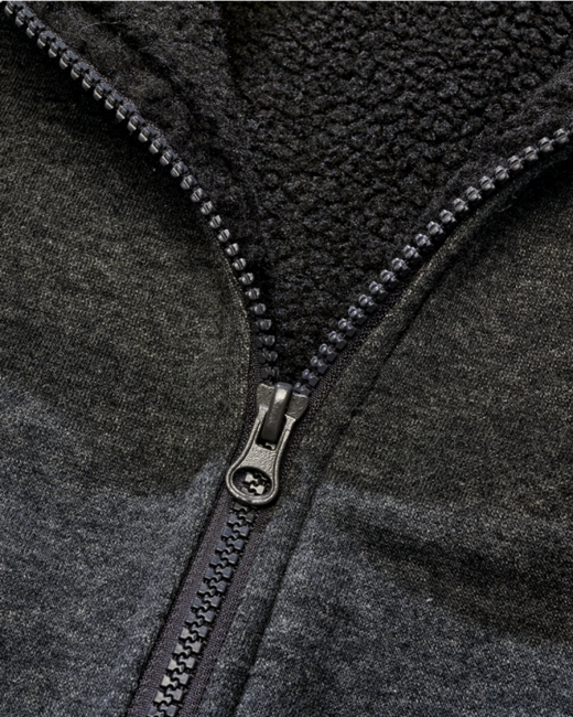 Brandit Pánska mikina s teplou podšívkou Sweatjacket Teddylining, čierna melange