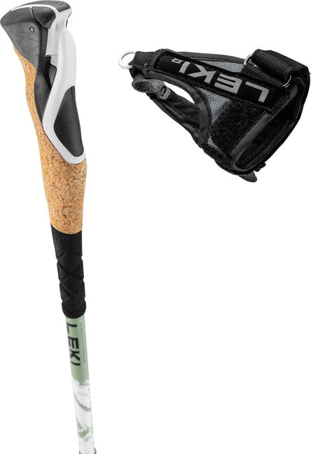 LEKI Cross Hike Carbon Trekking Poles, Envy Green-White-Black, 100-135 cm
