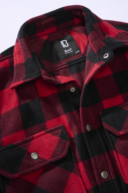 Brandit Jeff Fleece Shirt, Red/Black