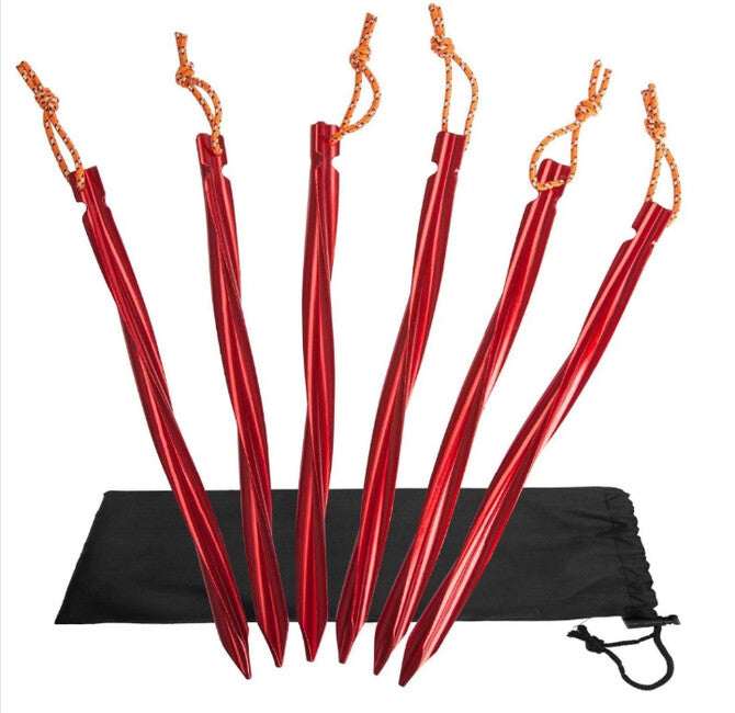BasicNature Y-Stake Spiral Tent Pegs, Red, 25 cm, 6 pcs