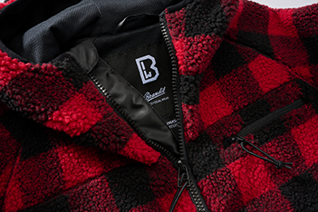 Brandit Teddyfleece Worker Fleece Hoodie Jacket, Red/Black