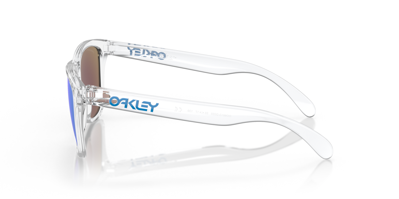 Oakley Frogskins Sunglasses, Crystal Clear Frame, Prizm Sapphire Iridium Lenses, 55