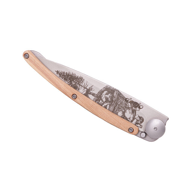 Deejo Tattoo Wood Folding Knife, Mushroom