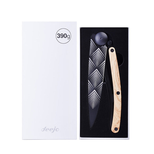 Deejo Giant Folding Knife, Black Art Deco