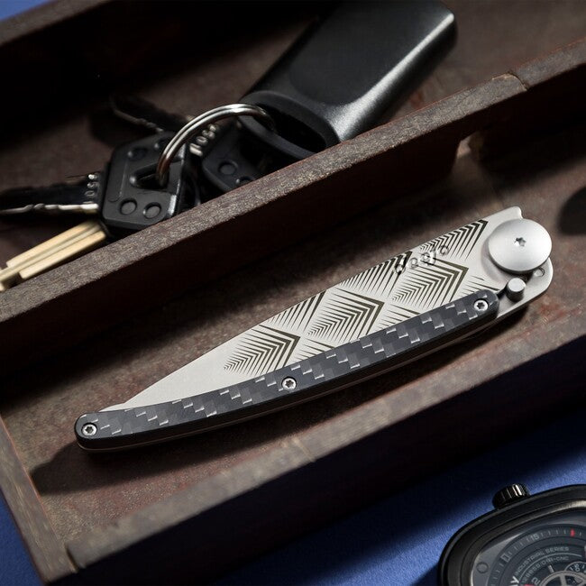 Deejo Tattoo Fiber Art Déco Folding Knife