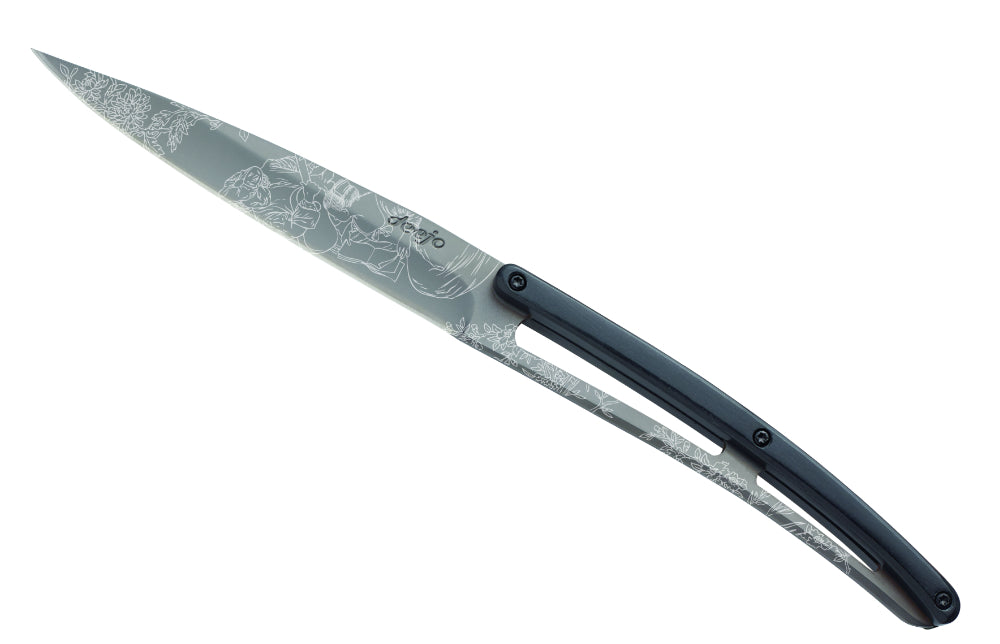 Deejo 6-Piece Steak Knife Set, Titanium Coated, Paperstone, Toile de Jouy Design