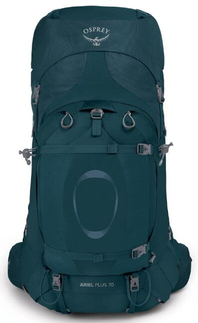 Osprey Ariel Plus 70 Hiking Backpack, Night Jungle Blue
