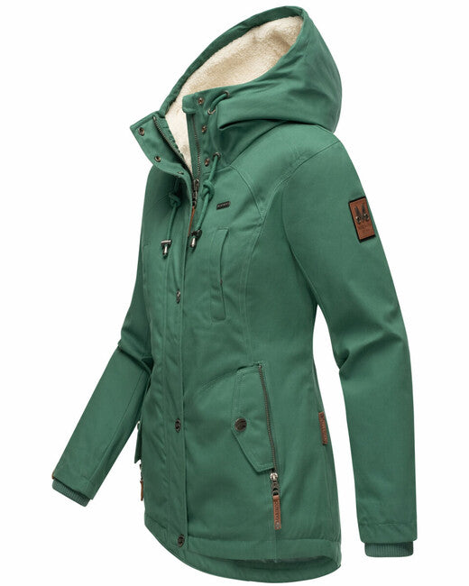 Marikoo Bikoo Women's Winter Parka with Hood, Dusty Green