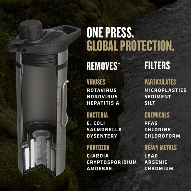 GRAYL GeoPress™ Titanium Filtration Bottle with Cook Lid, Olive Drab