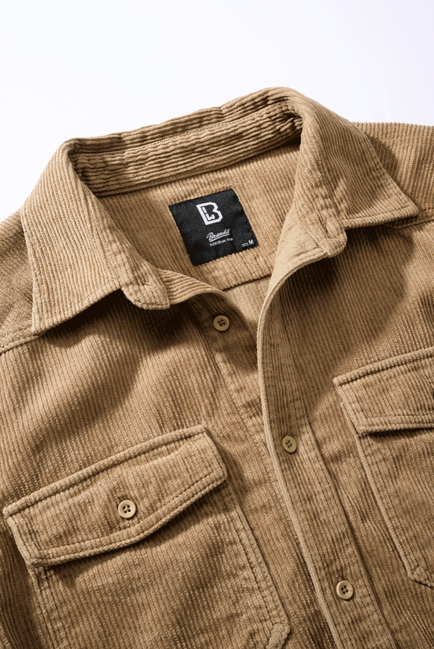 Brandit Corduroy Classic Long Sleeve Shirt, Camel