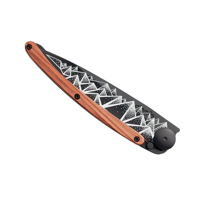 Deejo Tattoo Trek Folding Knife, Black Coralwood