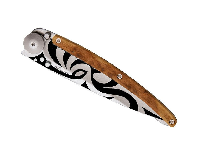 Deejo Serration Folding Knife Juniper Tribal
