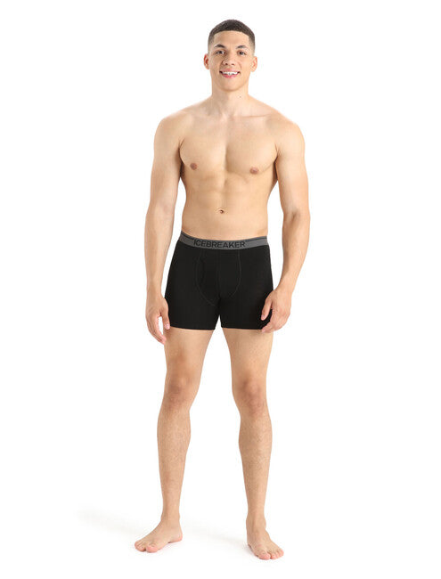 Icebreaker Men's Anatomica Boxer Briefs with Fly, Black