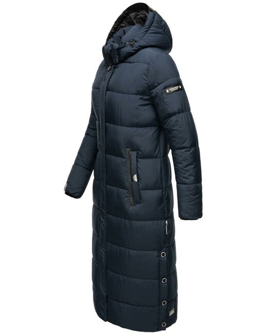 Navahoo Women's Long Winter Jacket with Hood Isalie, Navy Blue