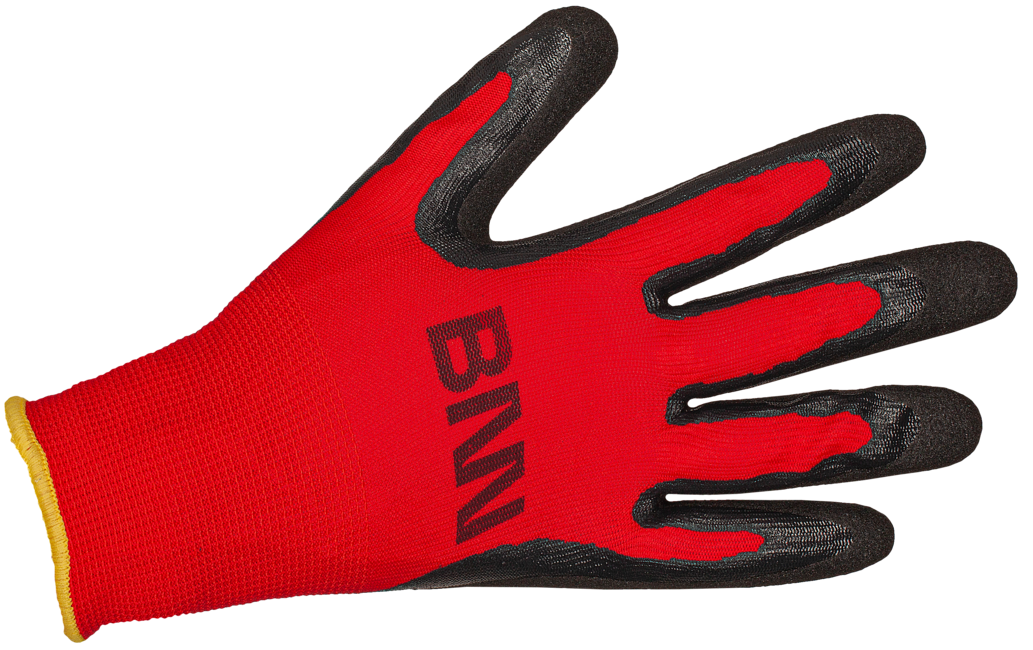 Bennon MANOS Protective Gloves, Black/Red (12 pcs)