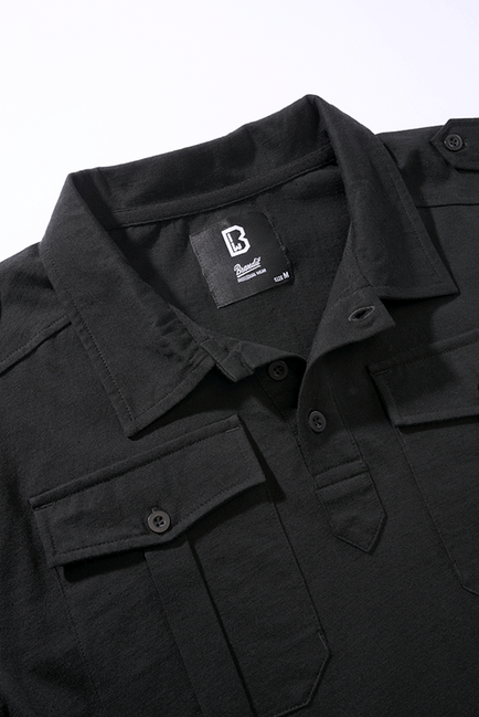 Brandit Willis Long Sleeve Polo Shirt, Black