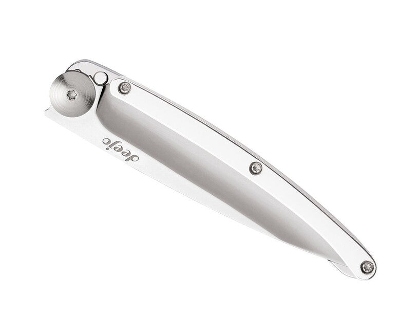 Deejo Folding Knife GOLD Mirror 9kt White Gold