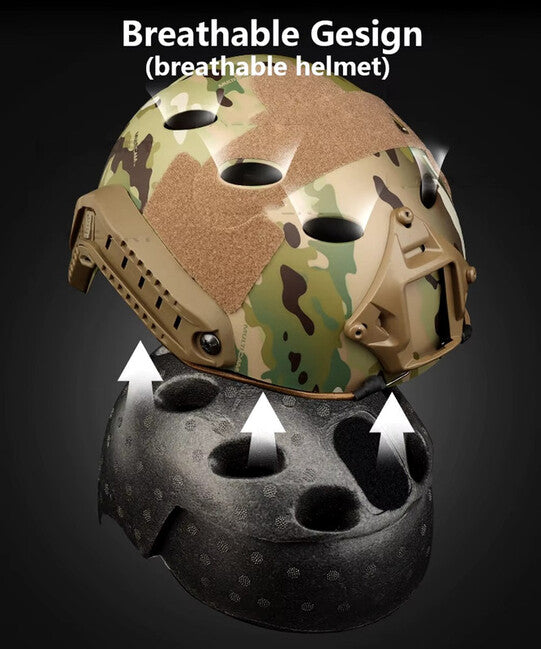 DRAGOWA Tactical Fast PJ Tactical Helmet with Bolt Goggles, Grey