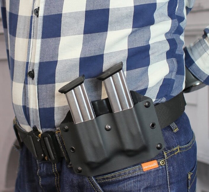 Falco Kydex Vertical Holster F902 2021 for Two Glock 19 Magazines, Black Left
