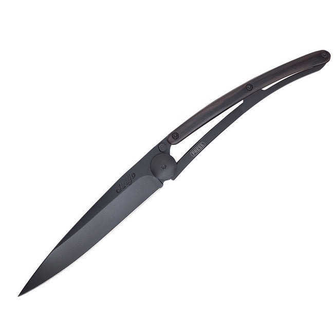 Deejo Folding Knife Ebony Wood Black