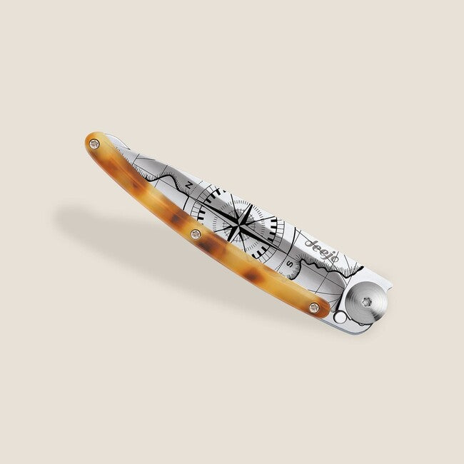 Deejo Tattoo Turtle Folding Knife, Mirror Turtle Shell, Terra Incognita