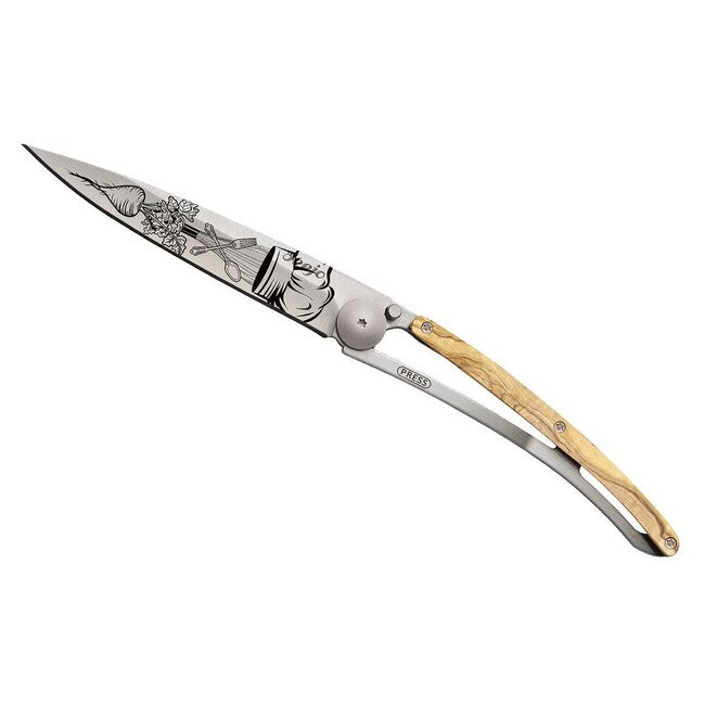 Deejo Tattoo Wood Chef Folding Knife