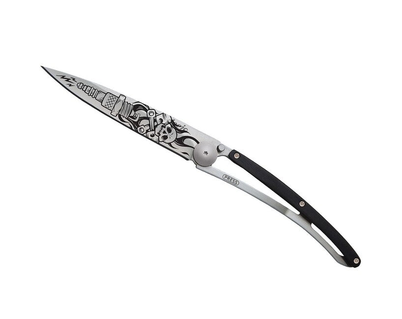 Deejo zatvárací nôž Tattoo Biker ebony wood