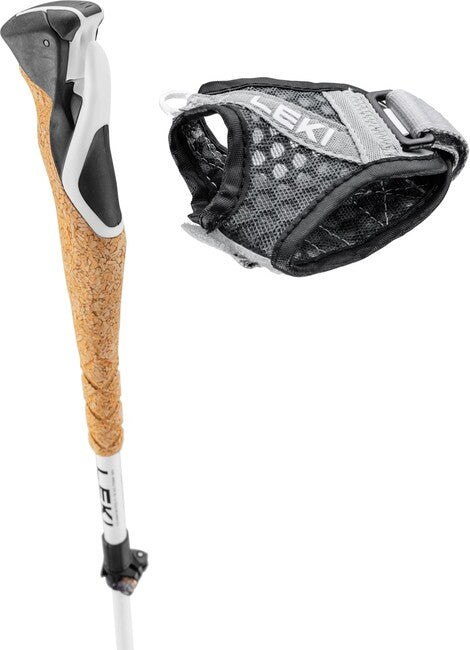 LEKI Cross Trail FX Superlite Trekking Poles, White-Envy Green-Black, 110-130 cm